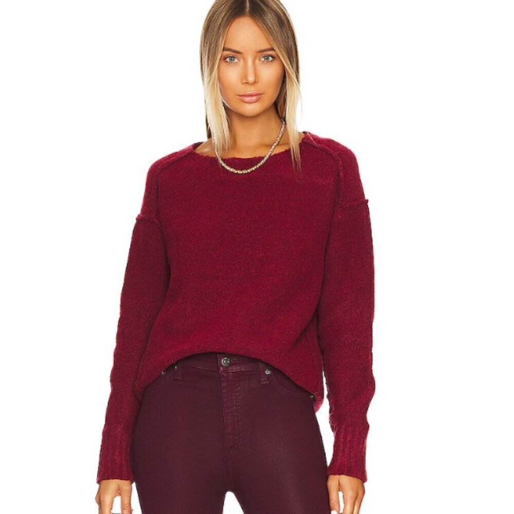 We The Free Eastwood Tunic Womens Cozy Crew Neck Sweater Red Medium